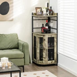 Sharper Image Industrial Corner Bar Cabinet