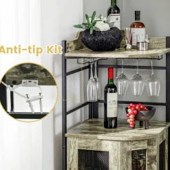 Sharper Image Industrial Corner Bar Cabinet