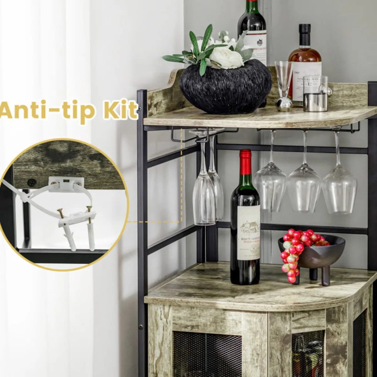 Sharper Image Industrial Corner Bar Cabinet