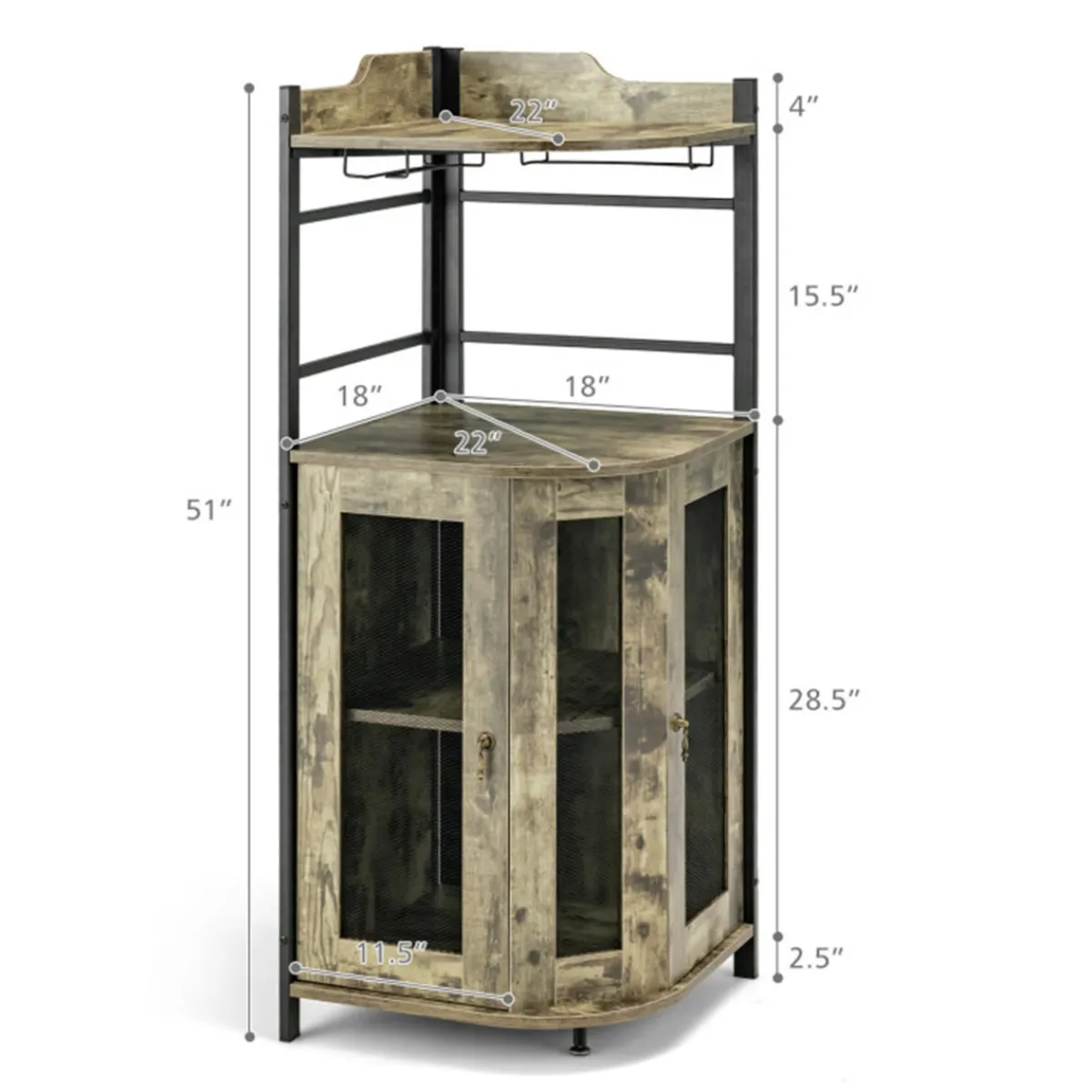 Sharper Image Industrial Corner Bar Cabinet