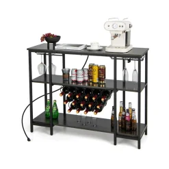 Sharper Image Industrial Wine Rack with Storage Shelves