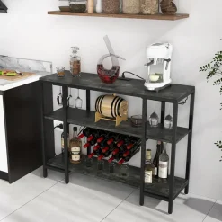 Sharper Image Industrial Wine Rack with Storage Shelves