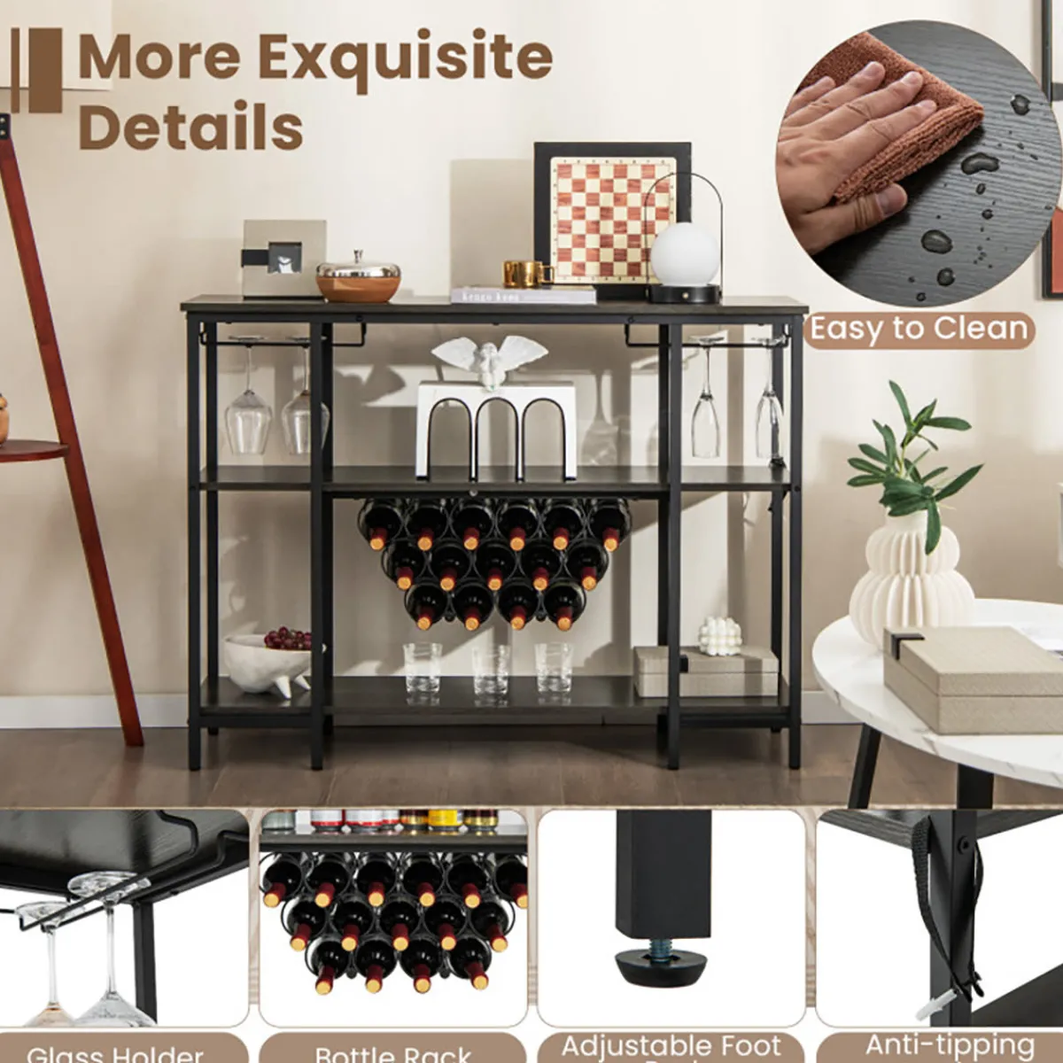 Sharper Image Industrial Wine Rack with Storage Shelves
