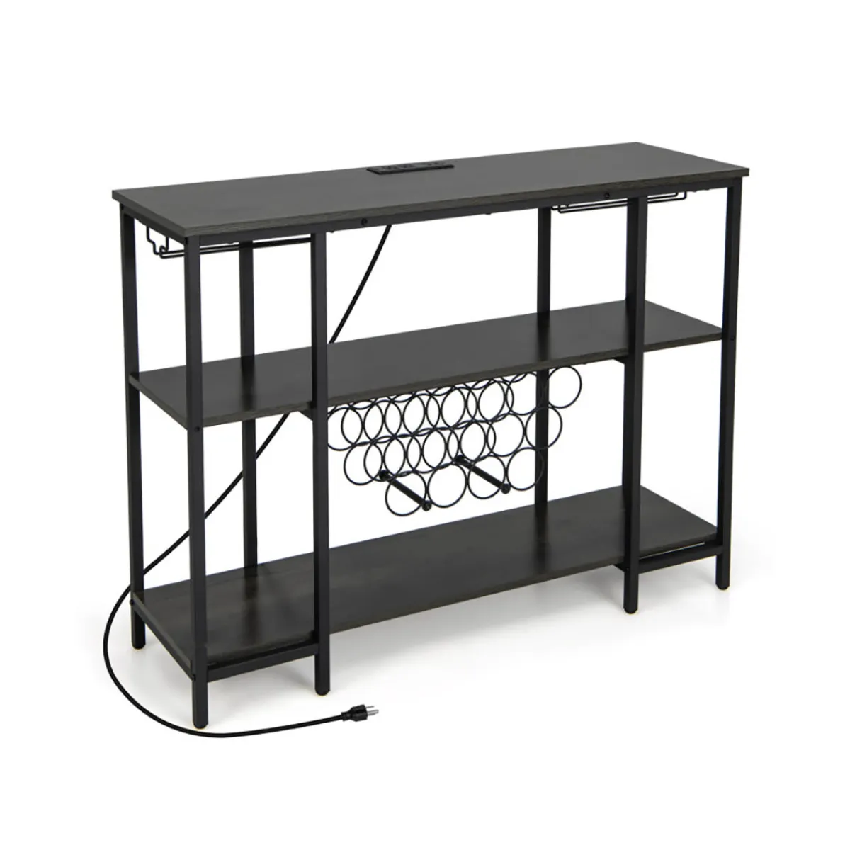 Sharper Image Industrial Wine Rack with Storage Shelves