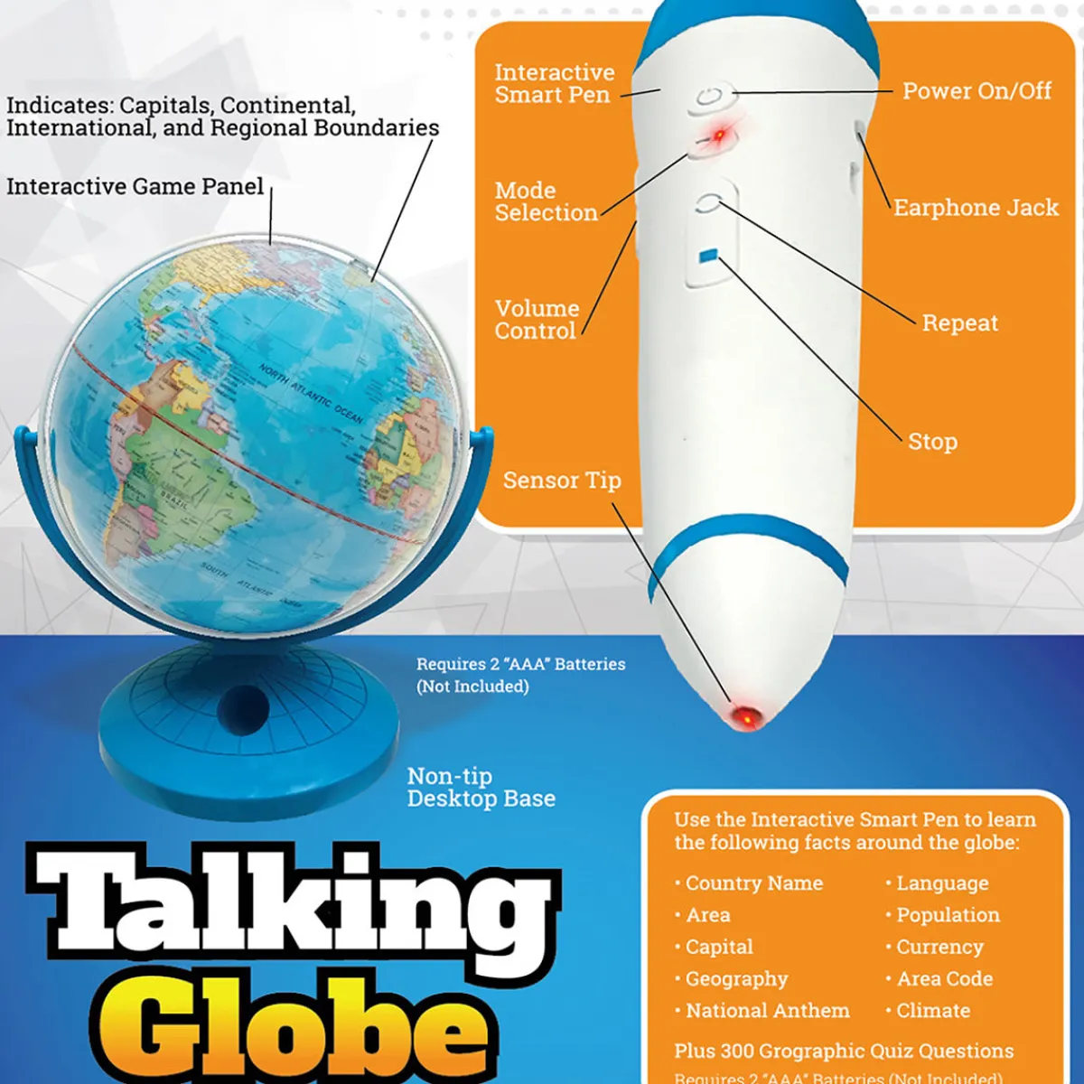 Better Battery Co. Inc. Interactive Talking Globe