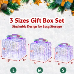 GoPlus (Costway) Iridescent Pre-Lit Christmas Gift Box Decoration (Set of 3)