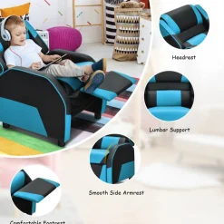 Kids GoPlus (Costway) Kids Gaming Sofa Recliner with Headrest and Footrest