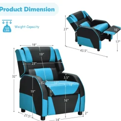 Kids GoPlus (Costway) Kids Gaming Sofa Recliner with Headrest and Footrest