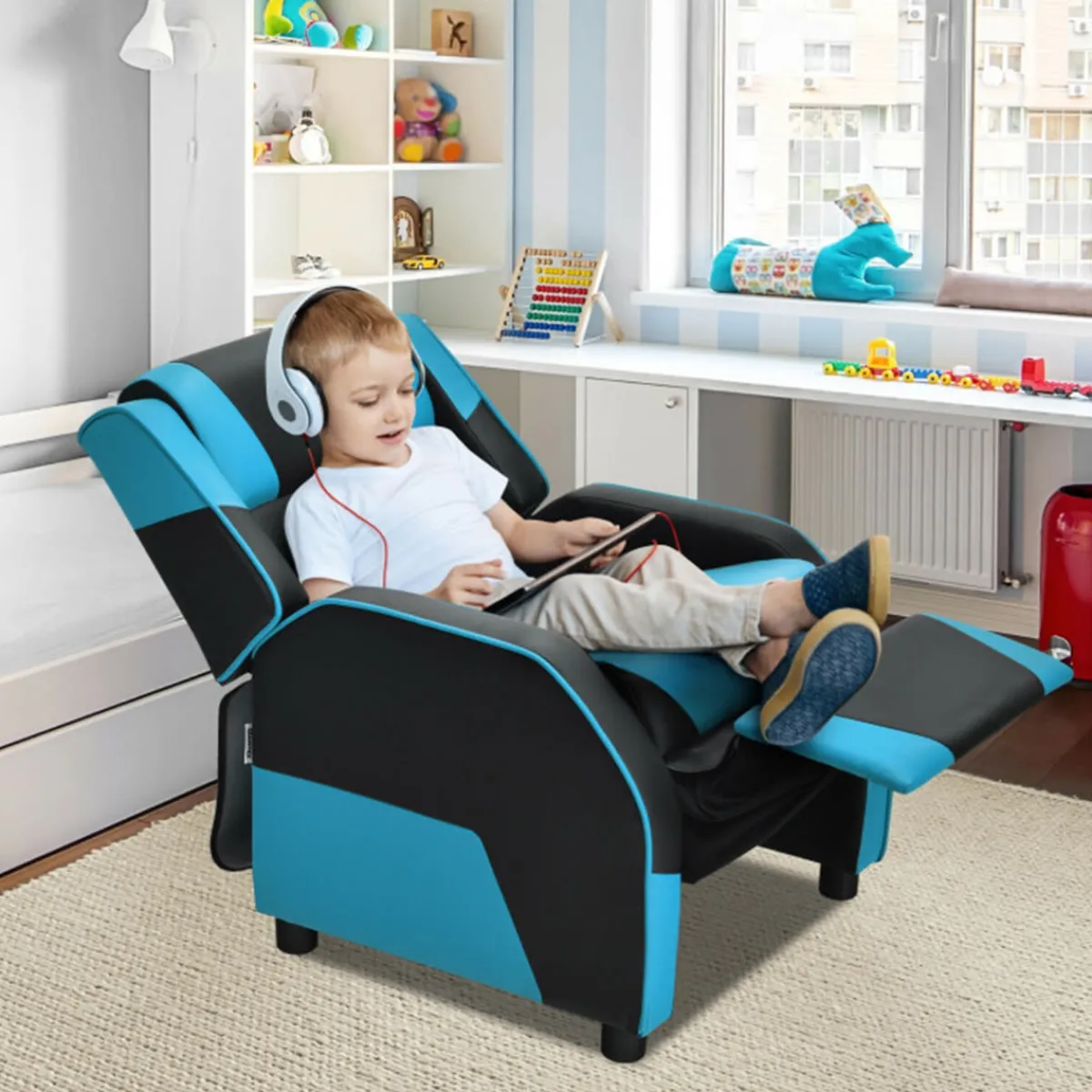 Kids GoPlus (Costway) Kids Gaming Sofa Recliner with Headrest and Footrest