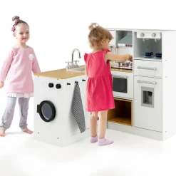 GoPlus (Costway) Kids 2-Piece Wooden Pretend Play Kitchen with Sound