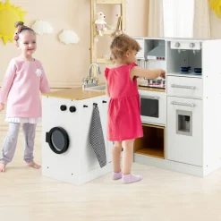 GoPlus (Costway) Kids 2-Piece Wooden Pretend Play Kitchen with Sound