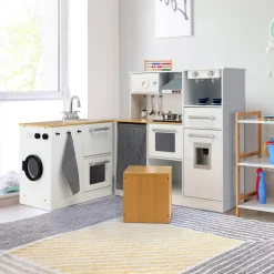 GoPlus (Costway) Kids 2-Piece Wooden Pretend Play Kitchen with Sound