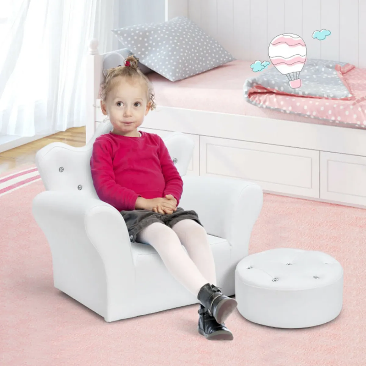 Kids GoPlus (Costway) Kids Princess Sofa with Ottoman