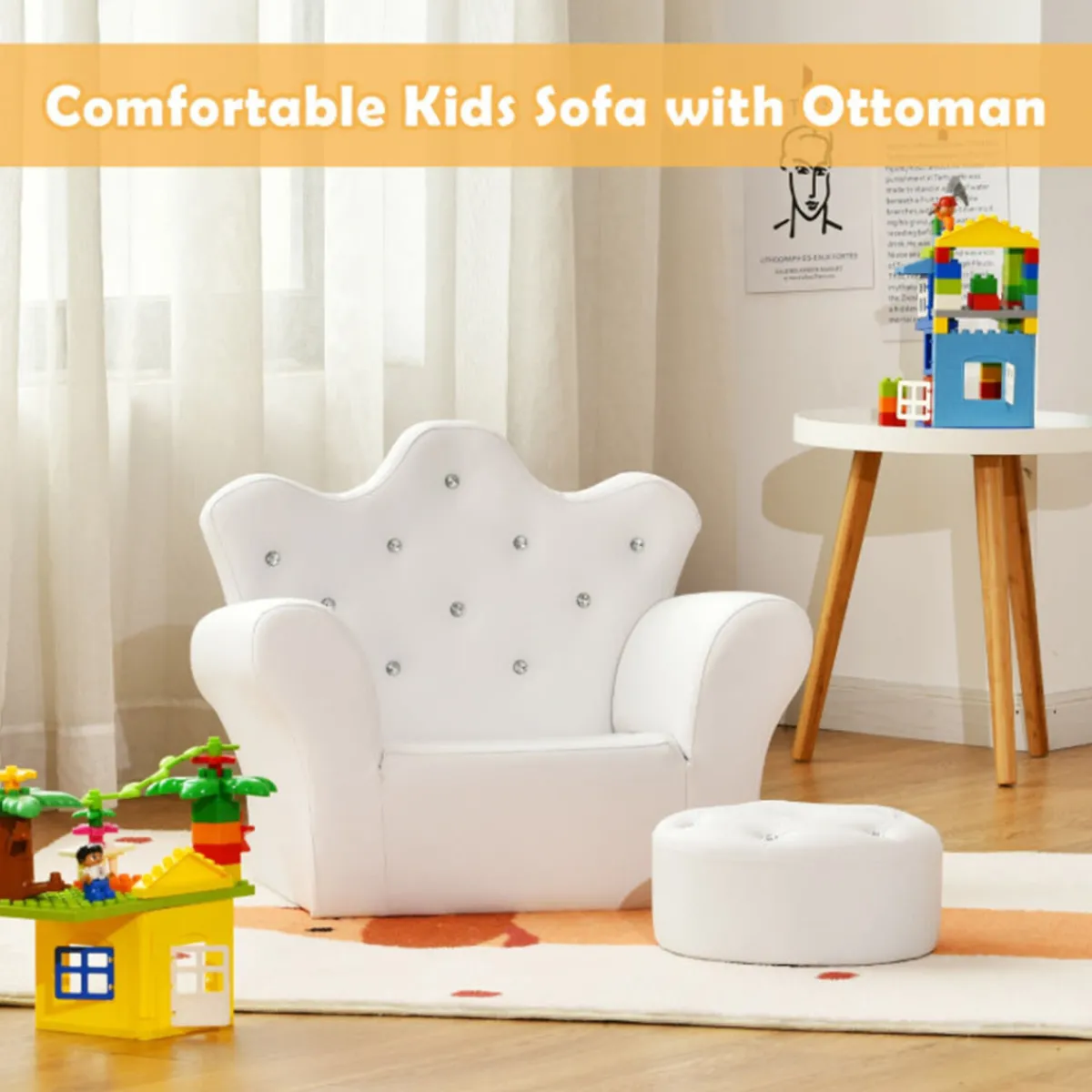 Kids GoPlus (Costway) Kids Princess Sofa with Ottoman