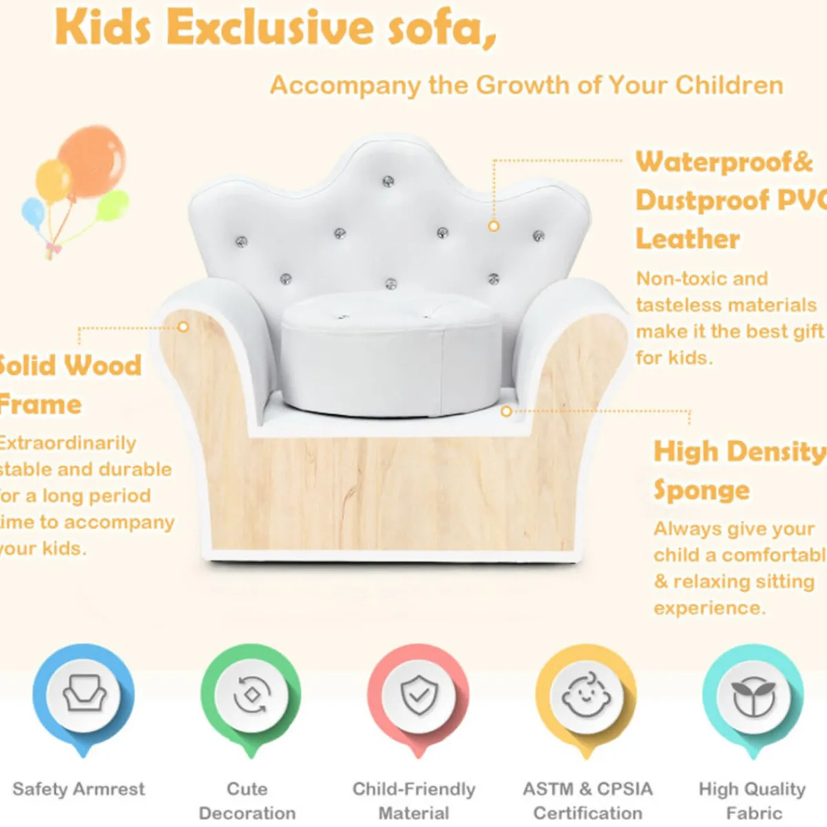 Kids GoPlus (Costway) Kids Princess Sofa with Ottoman