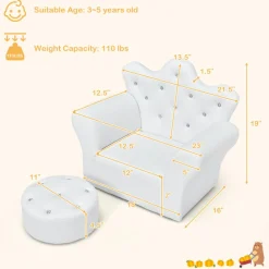 Kids GoPlus (Costway) Kids Princess Sofa with Ottoman