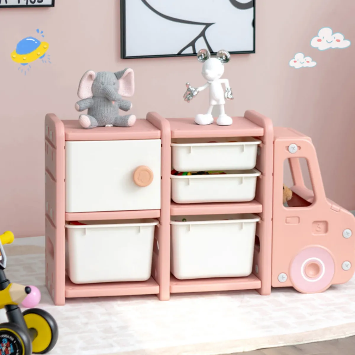GoPlus (Costway) Kids Truck Storage Organizer with Plastic Bins