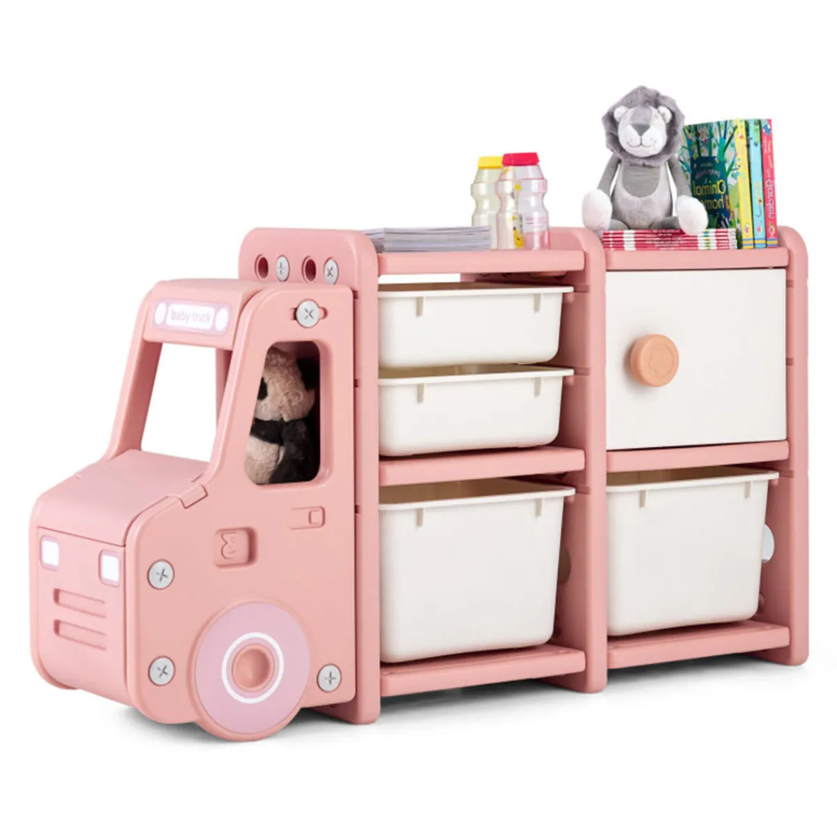 GoPlus (Costway) Kids Truck Storage Organizer with Plastic Bins