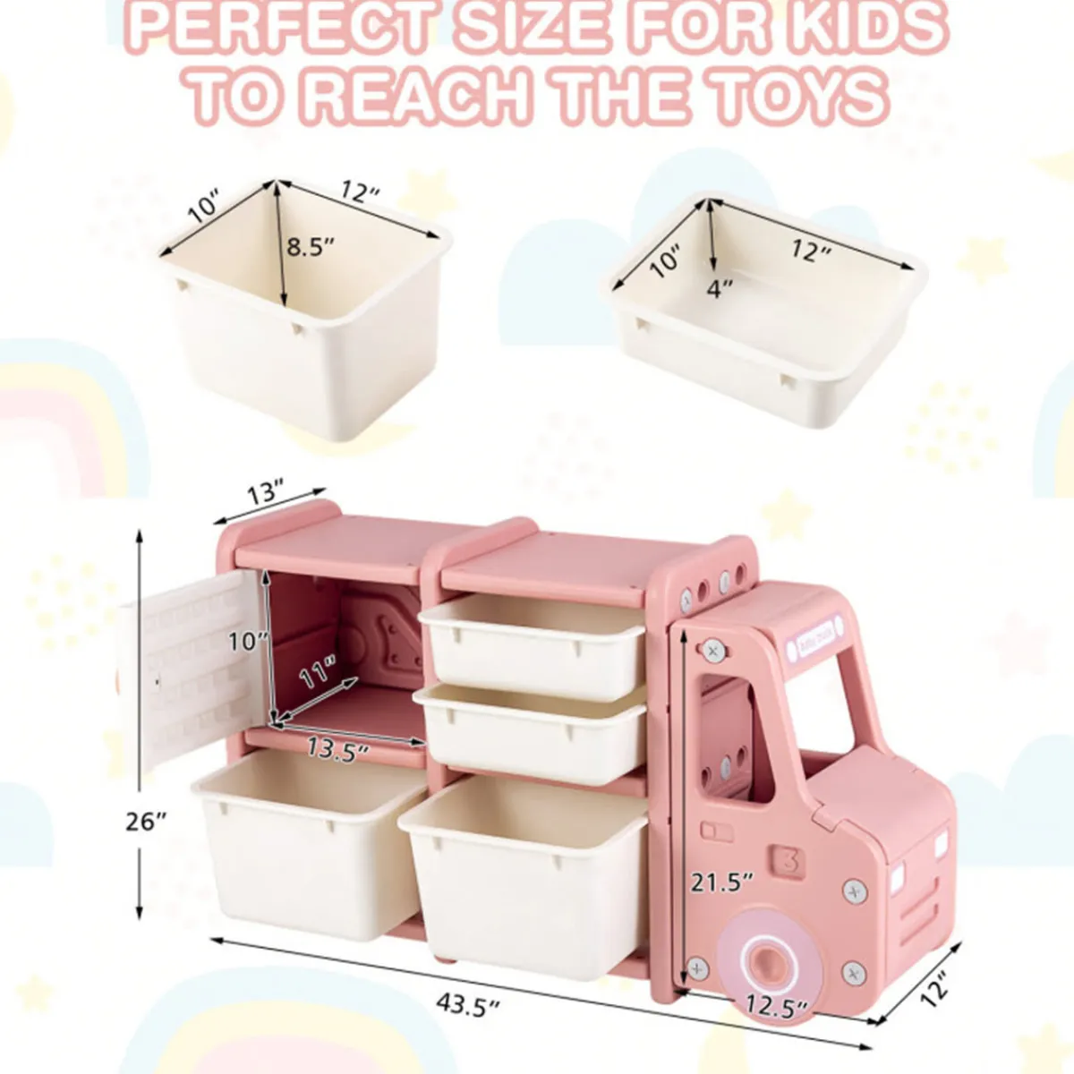 GoPlus (Costway) Kids Truck Storage Organizer with Plastic Bins