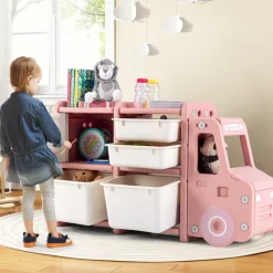 GoPlus (Costway) Kids Truck Storage Organizer with Plastic Bins