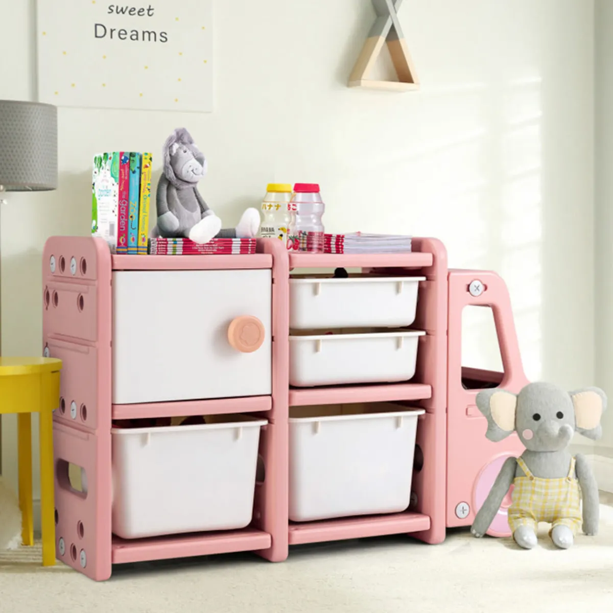 GoPlus (Costway) Kids Truck Storage Organizer with Plastic Bins