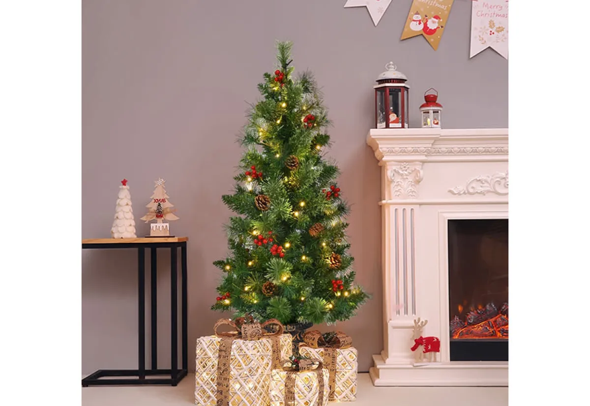 GoPlus (Costway) LED Christmas Tree with Red Berries Pine Cones