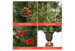 GoPlus (Costway) LED Christmas Tree with Red Berries Pine Cones