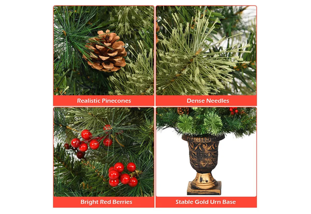 GoPlus (Costway) LED Christmas Tree with Red Berries Pine Cones