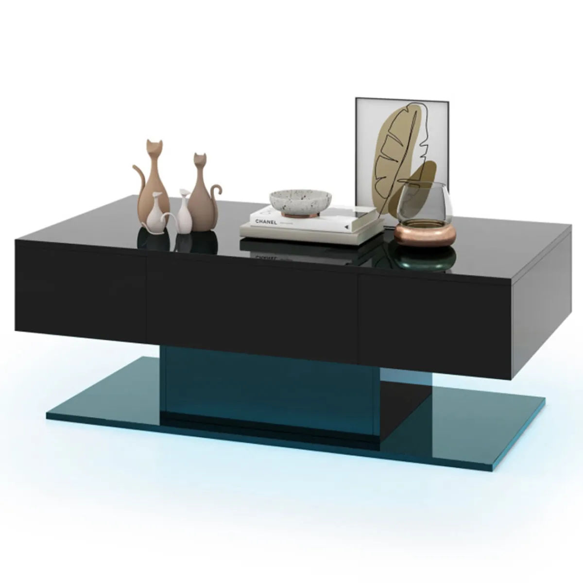 GoPlus (Costway) LED Coffee Table with Storage Drawers