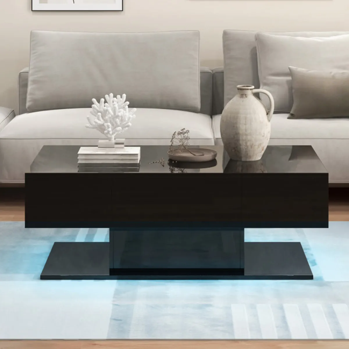 GoPlus (Costway) LED Coffee Table with Storage Drawers
