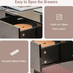 GoPlus (Costway) LED Coffee Table with Storage Drawers