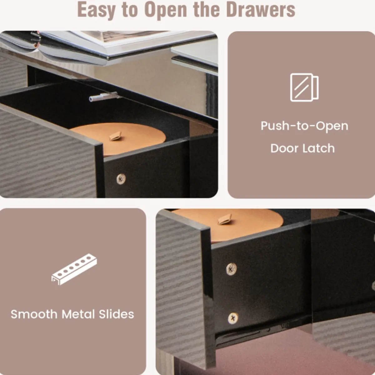 GoPlus (Costway) LED Coffee Table with Storage Drawers