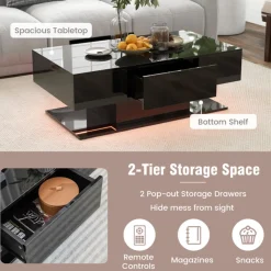 GoPlus (Costway) LED Coffee Table with Storage Drawers