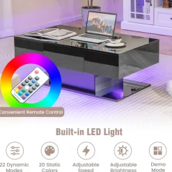 GoPlus (Costway) LED Coffee Table with Storage Drawers
