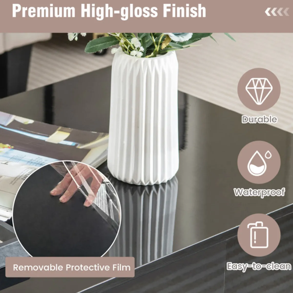 GoPlus (Costway) LED Coffee Table with Storage Drawers