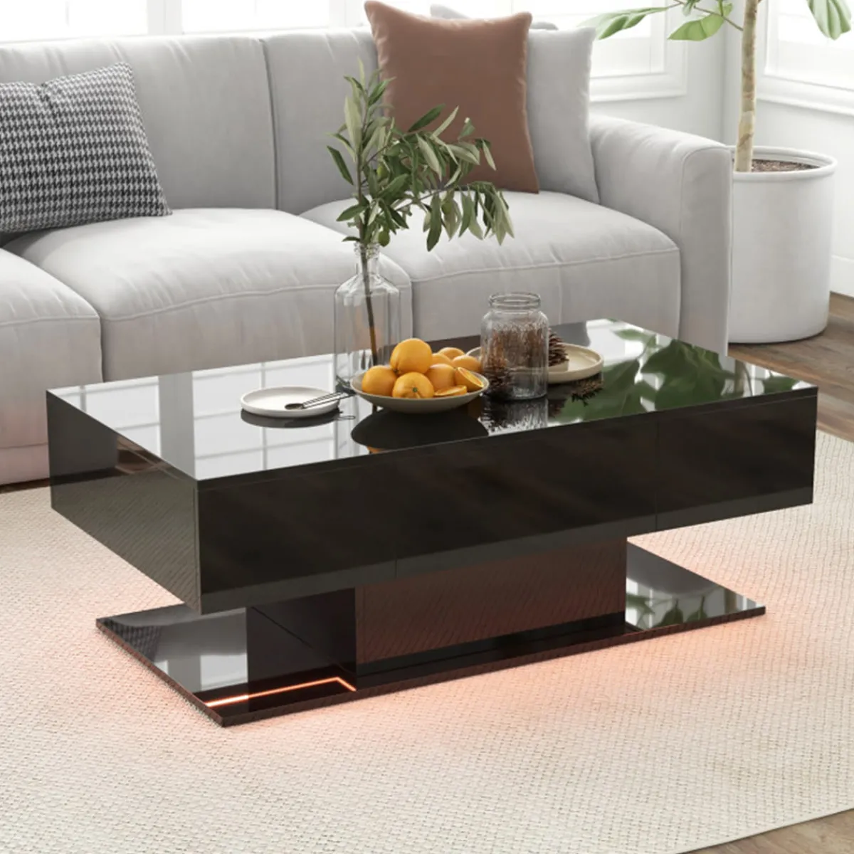GoPlus (Costway) LED Coffee Table with Storage Drawers