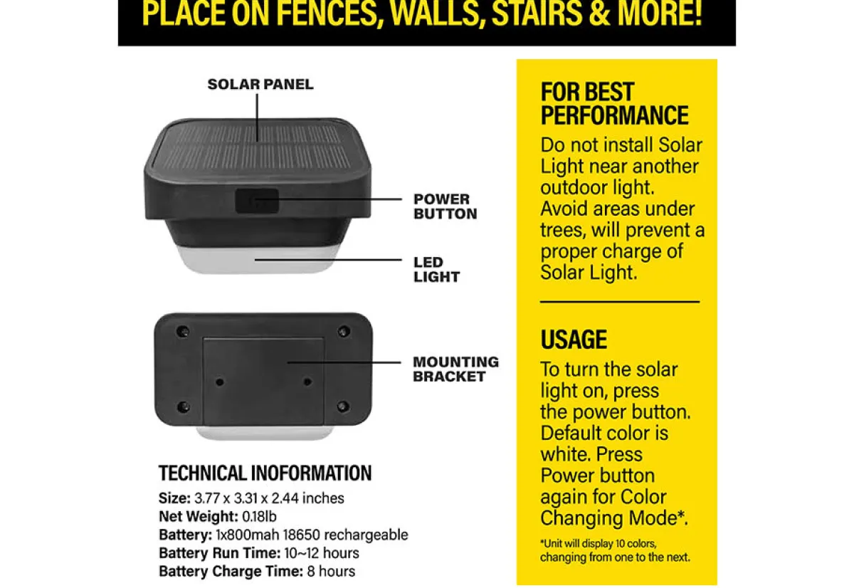 Maxsa Innovations LED Solar Fence Lights (4-Pack)