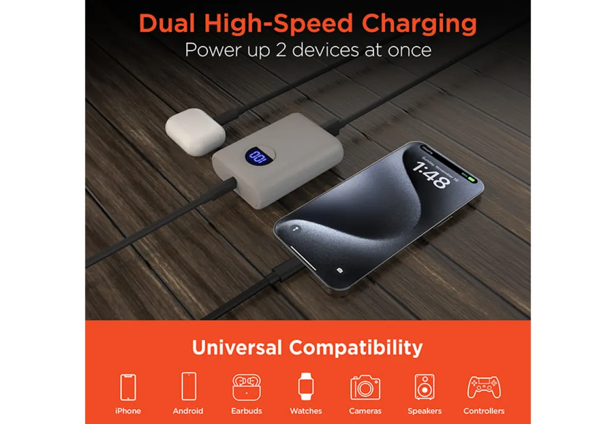 Sharper Image 10,000mAh Fast Charge Power Bank with Digital Display