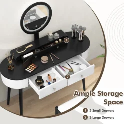 RQ Innovasions formerly FarB Trading Ltd. Makeup Vanity Table Set with Stool and LED Mirror