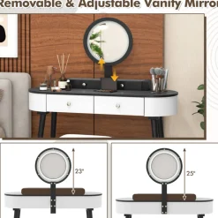 RQ Innovasions formerly FarB Trading Ltd. Makeup Vanity Table Set with Stool and LED Mirror