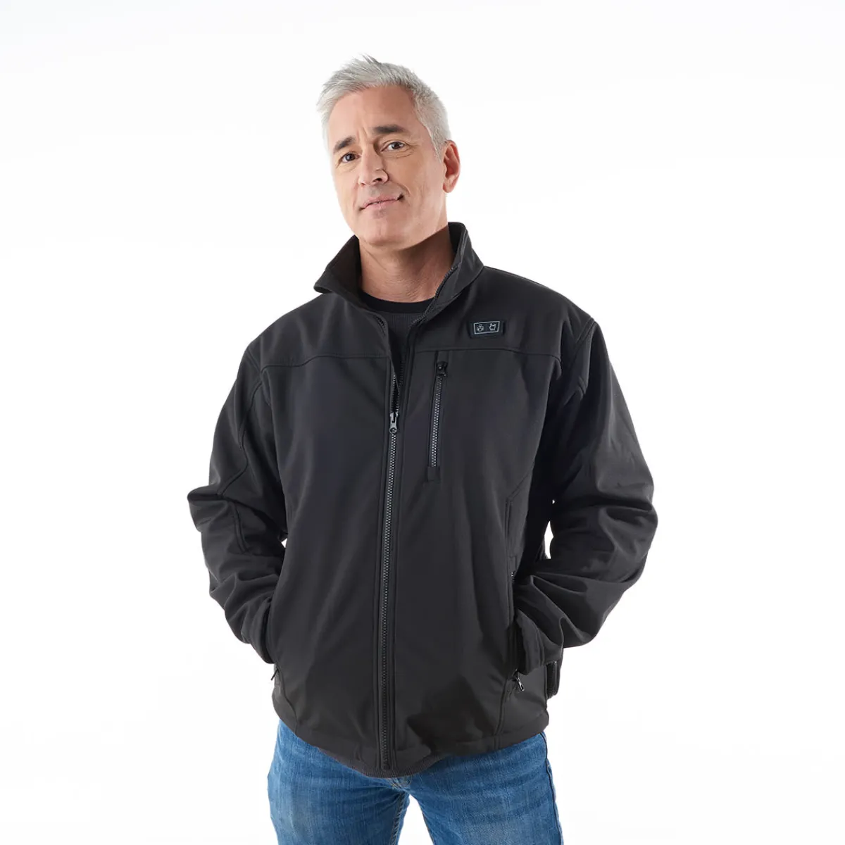 Sharper Image Men's Rechargeable Heated Softshell Jacket by
