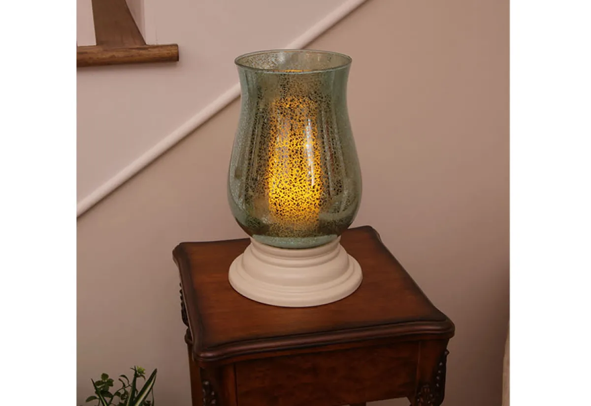 Smart Solar Inc. Mercury Glass Hurricane with Flameless Wax Candle