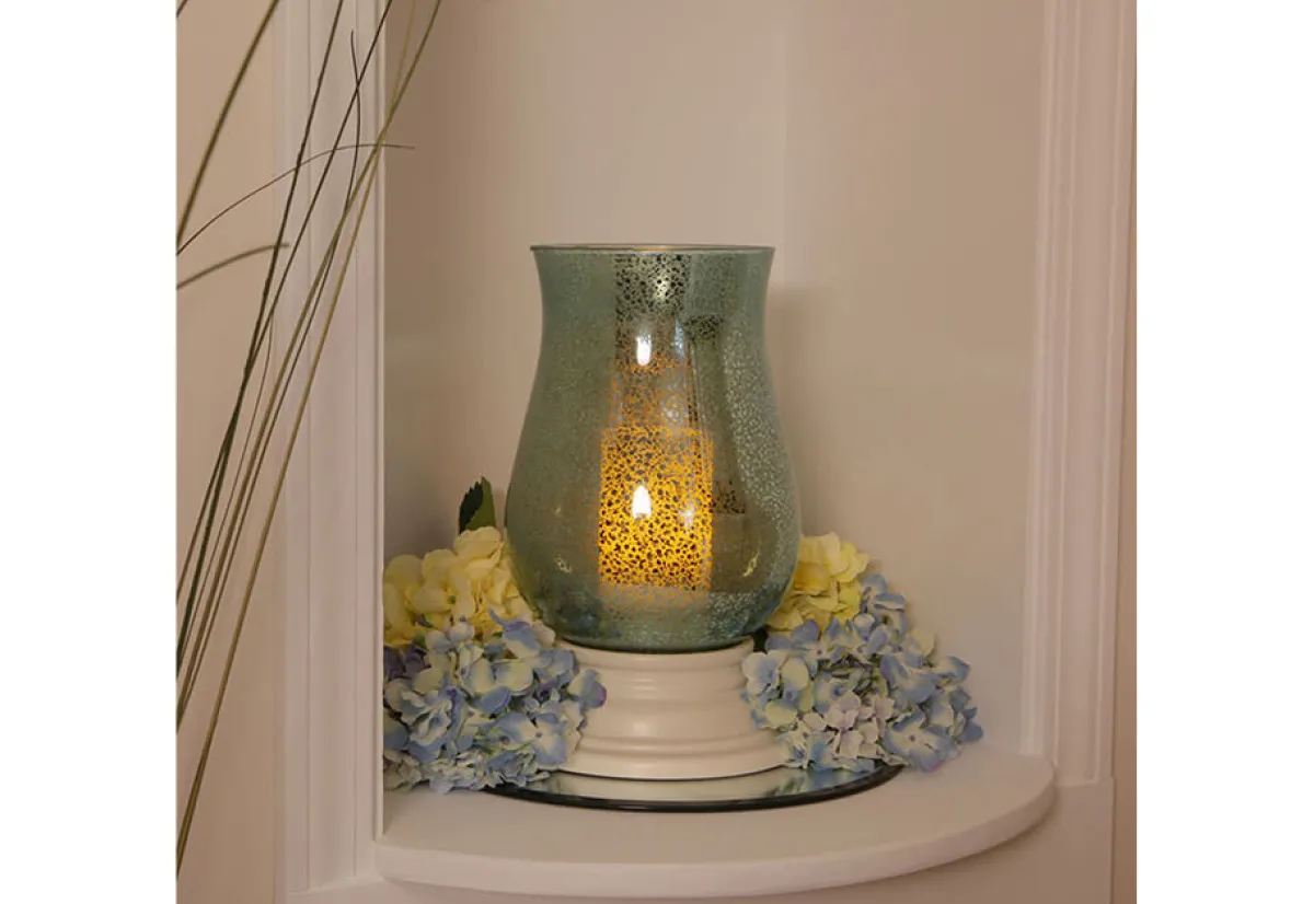 Smart Solar Inc. Mercury Glass Hurricane with Flameless Wax Candle