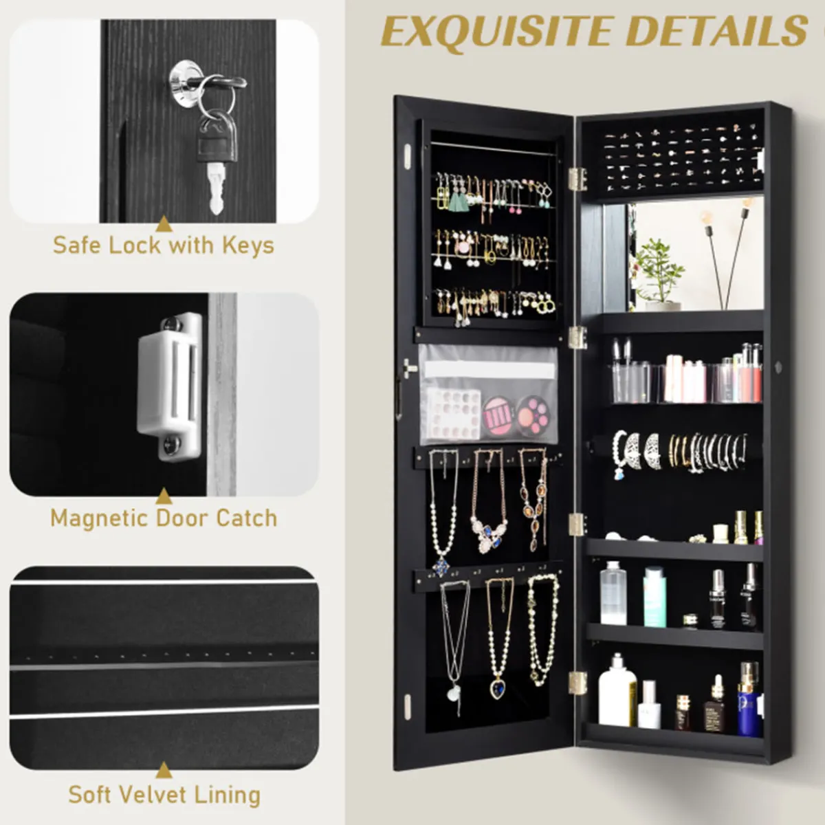 Sy Kessler Sales Mirrored Jewelry Cabinet Organizer