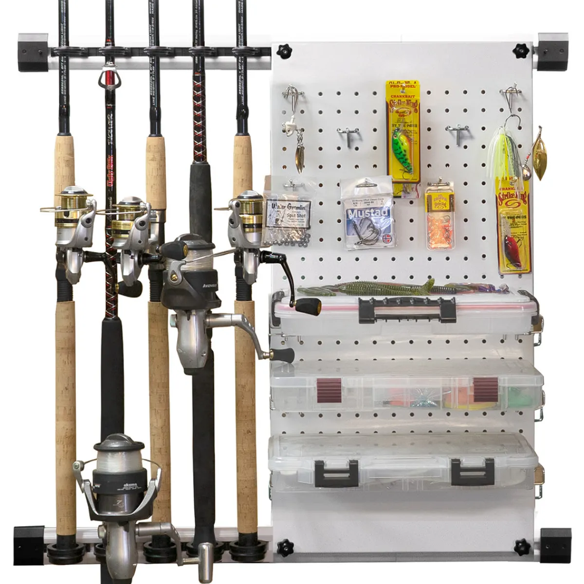 ReelSonar Inc Modular 5 Fishing Rod Rack and Tackle Organizer