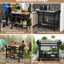 E. Mishan u0026 Sons/Emson Movable Outdoor Food Prep Cart