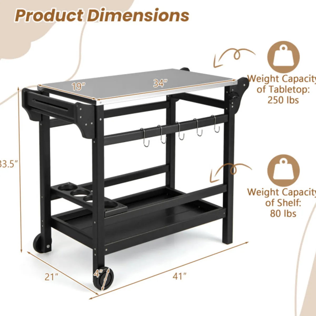 E. Mishan u0026 Sons/Emson Movable Outdoor Food Prep Cart