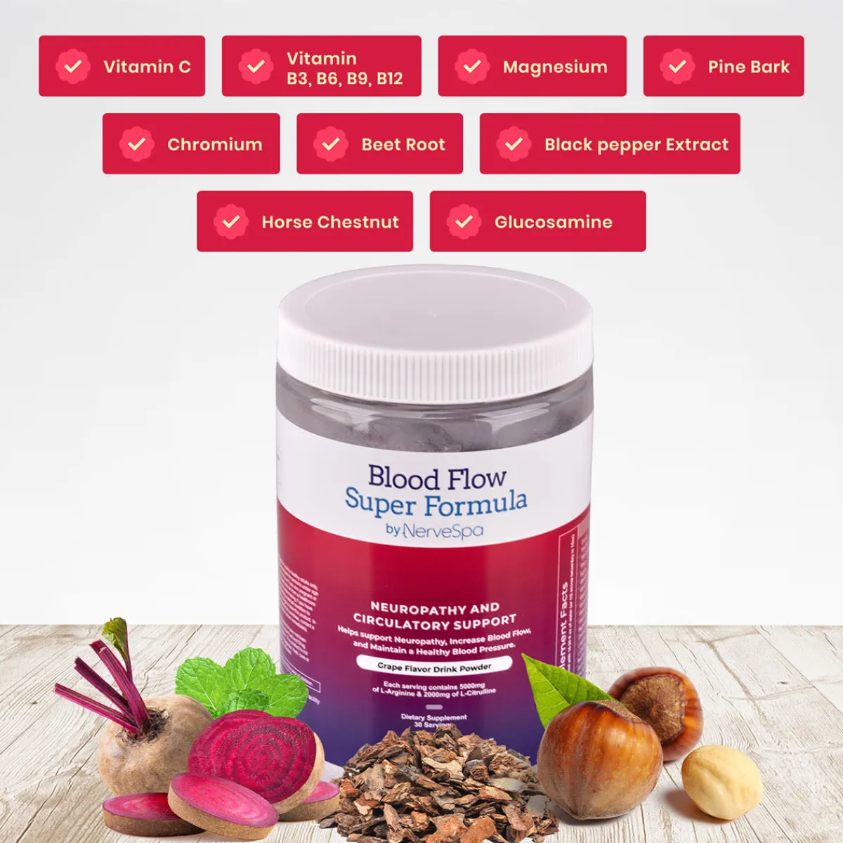 HealBe Corporation NerveSpa Blood Flow Super Formula Drink Powder