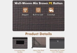 GoPlus (Costway) Outdoor Wicker Storage Box with Zippered Liner
