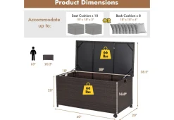GoPlus (Costway) Outdoor Wicker Storage Box with Zippered Liner